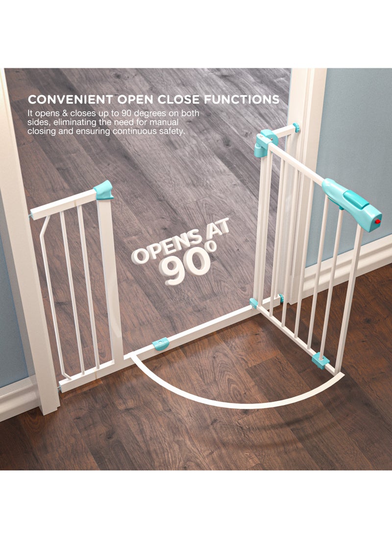BAYBEE 75+10cm Auto Close Safety Baby Gate for Kids, Extra Tall Wide Child Gate Kids Safety Baby Fence | Easy Walk Thru Durability Dog Gate Baby Safety Gate for Home, Stairs, Doorways & Kitchen Green  - Image 5