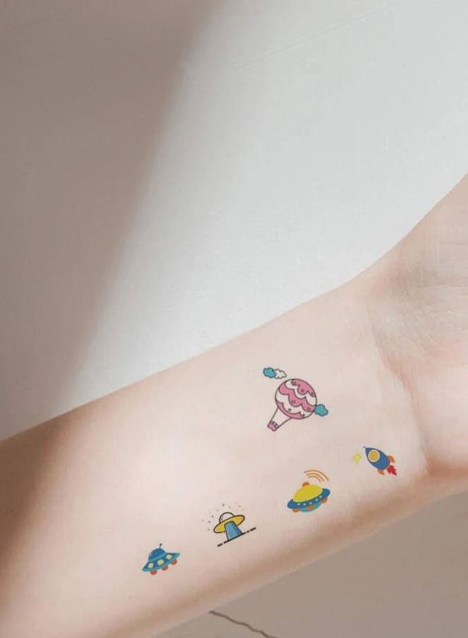 4-Pieces Waterproof Temporary Tattoos Cartoon Design Multi-shape Cute Stickers for Kids - Image 2