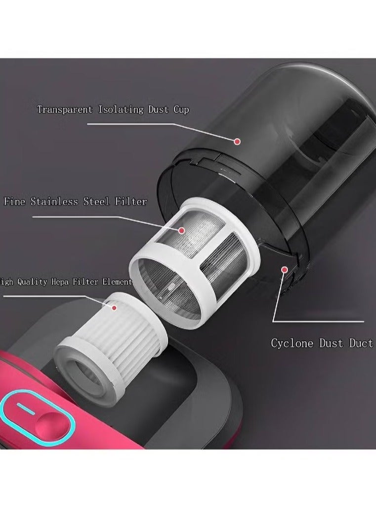 آر إيه أف أداة إزالة العث المنزلية القوية عالية التردد، مكنسة كهربائية للسرير مزودة بضوء الأشعة فوق البنفسجية، مكنسة كهربائية يدوية للمراتب، مكنسة كهربائية لاسلكية قوية عميقة ذات نبض مزدوج عالي التردد - Image 4