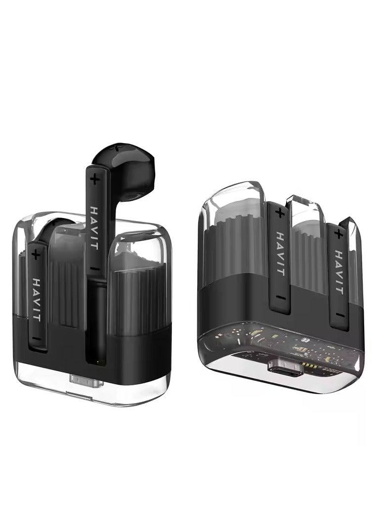 HAVIT TW981 True Wireless Earbuds – Bluetooth 5.3, Touch Control, 13mm Drivers, Ergonomic Fit, 4h Playtime (20h with Charging Case) – Black/White/Orange - Image 3