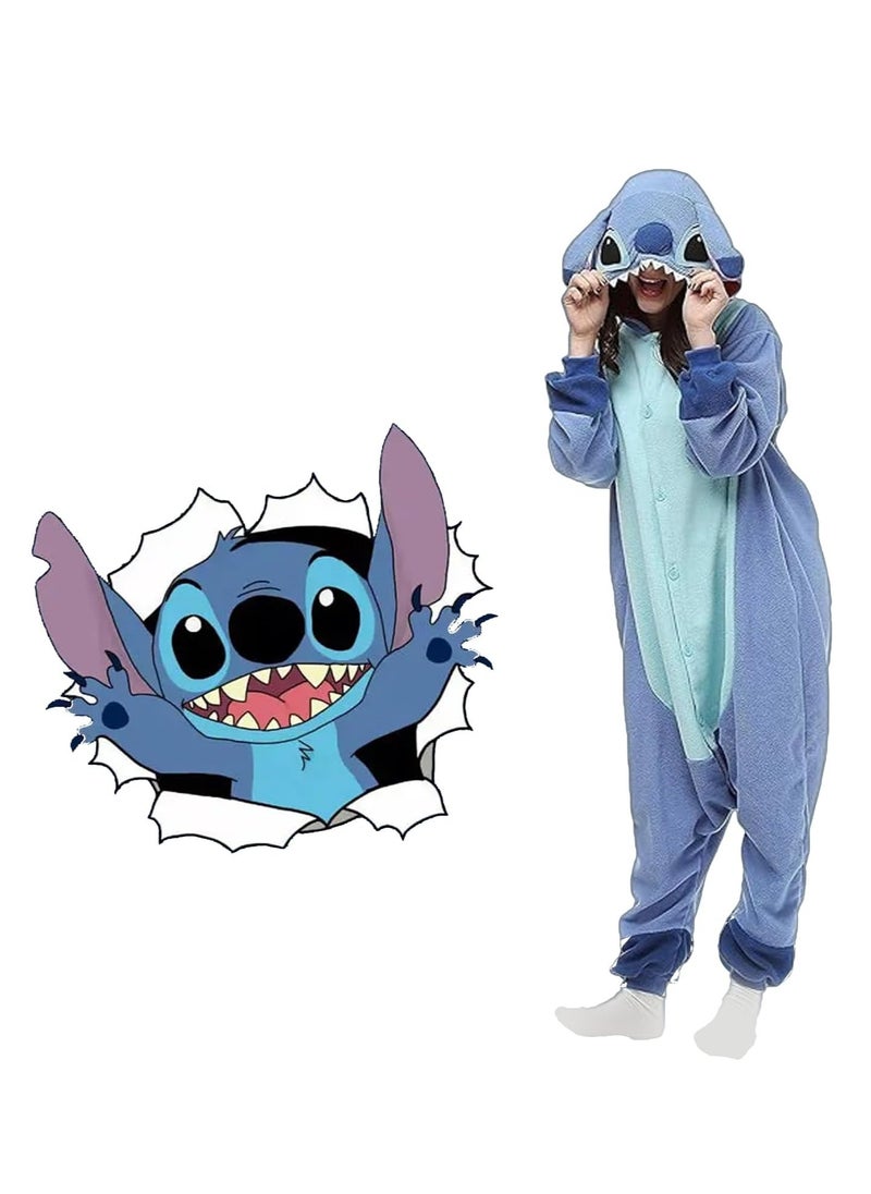 RATSAW Stitch Onesie Animal Pajamas Hoodie Cosplay Cartoon  Costumes Adults Unisex Party Wear  - Image 1