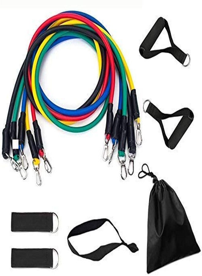 DONDA Private Home Gym Resistance Bands Set for Workout Exercise Stretching |Toning Tube Kit with Foam Handles, Door Anchor, Ankle Strap for Men Women (11 Pcs, Multicolor) - Image 1