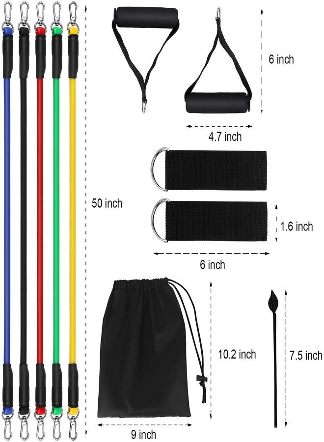 DONDA Private Home Gym Resistance Bands Set for Workout Exercise Stretching |Toning Tube Kit with Foam Handles, Door Anchor, Ankle Strap for Men Women (11 Pcs, Multicolor) - Image 4