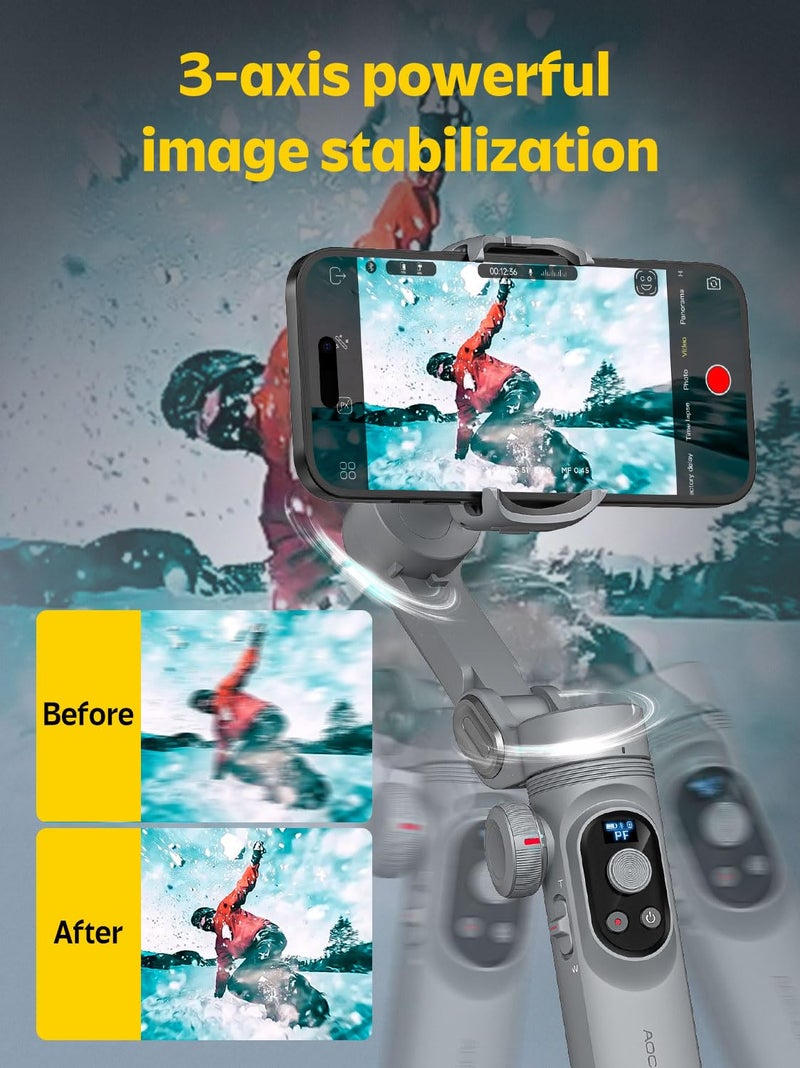 AOCHUAN Professional Gimbal Stabilizer for Smartphone w/Wireless Charging OLED Display LED Light Focus Wheel, 3-Axis Phone Gimbal Stabilizer for iPhone 15 14 13 12 Pro/Max/Xs Galaxy S23-AOCHUAN Smart X Pro - Image 5