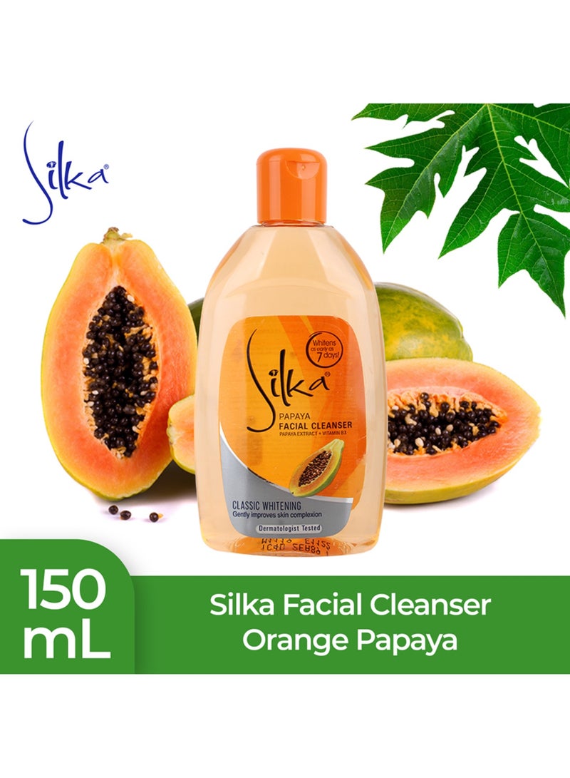 Silka Papaya Facial Cleanser Classic whitening , Gently improves skin complexion150 ml  - Image 3