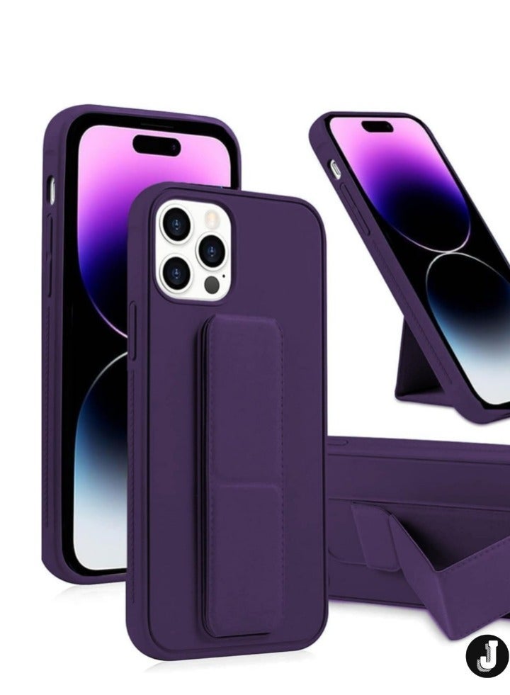 NEW iPhone 16 Pro Max Purple Magnetic Car Mount Kickstand Case – Premium Silicone with Vertical & Horizontal Hand Strap and Multi-Stand Functionality
