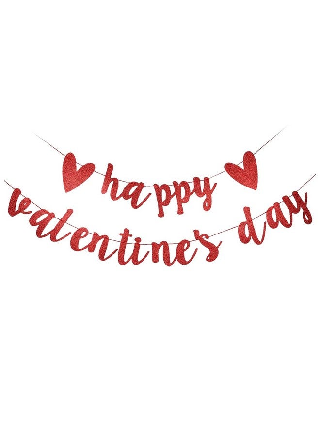 Dzrige Happy Valentines Day Banner,Red Glitter Letters Valentines Day Backdrop Sign,Heart Decorations for Valentines Day,Wedding Engagement Party,Home Decoration - Image 1