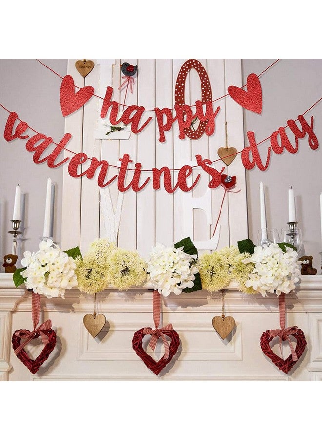 Dzrige Happy Valentines Day Banner,Red Glitter Letters Valentines Day Backdrop Sign,Heart Decorations for Valentines Day,Wedding Engagement Party,Home Decoration - Image 2