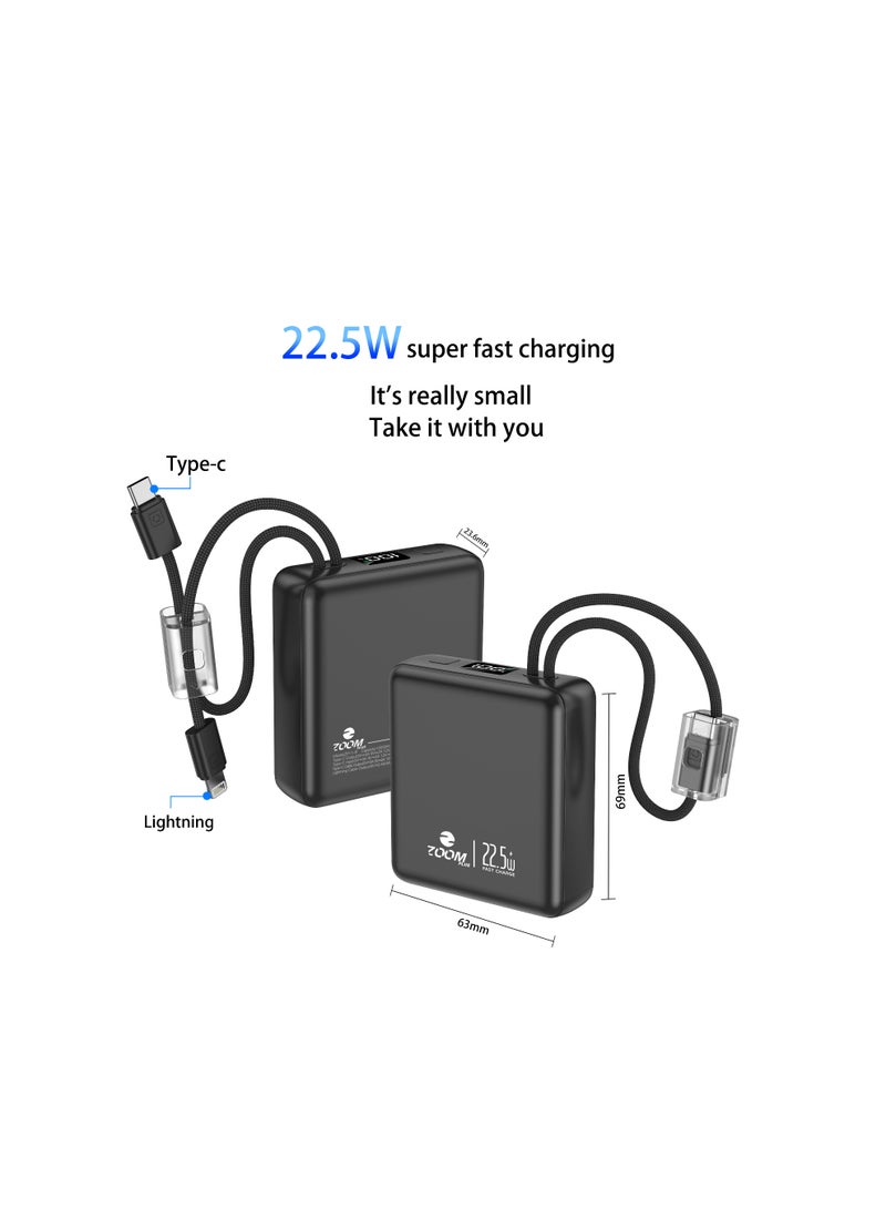Zoom Plus ZP11B Ultra-Slim 10,000mAh IMPACTO Super Fast 22.5W Power Bank - Black - Image 2