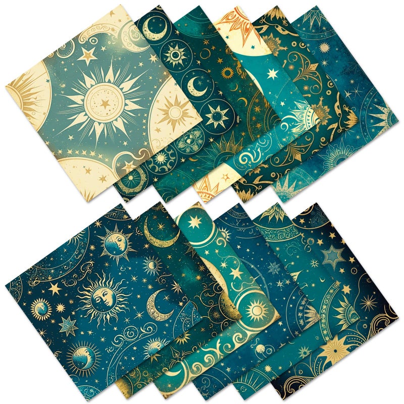 PIGBIT 12 Sheets Astrology Scrapbook Paper,Vintage Craft Scrapbooking Paper Pad,Journaling Scrapbooking Supplies,Cardstock Decorative Craft Paper - Image 3