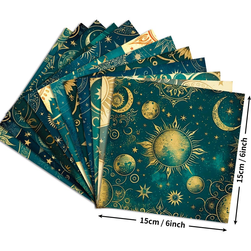 PIGBIT 12 Sheets Astrology Scrapbook Paper,Vintage Craft Scrapbooking Paper Pad,Journaling Scrapbooking Supplies,Cardstock Decorative Craft Paper - Image 2