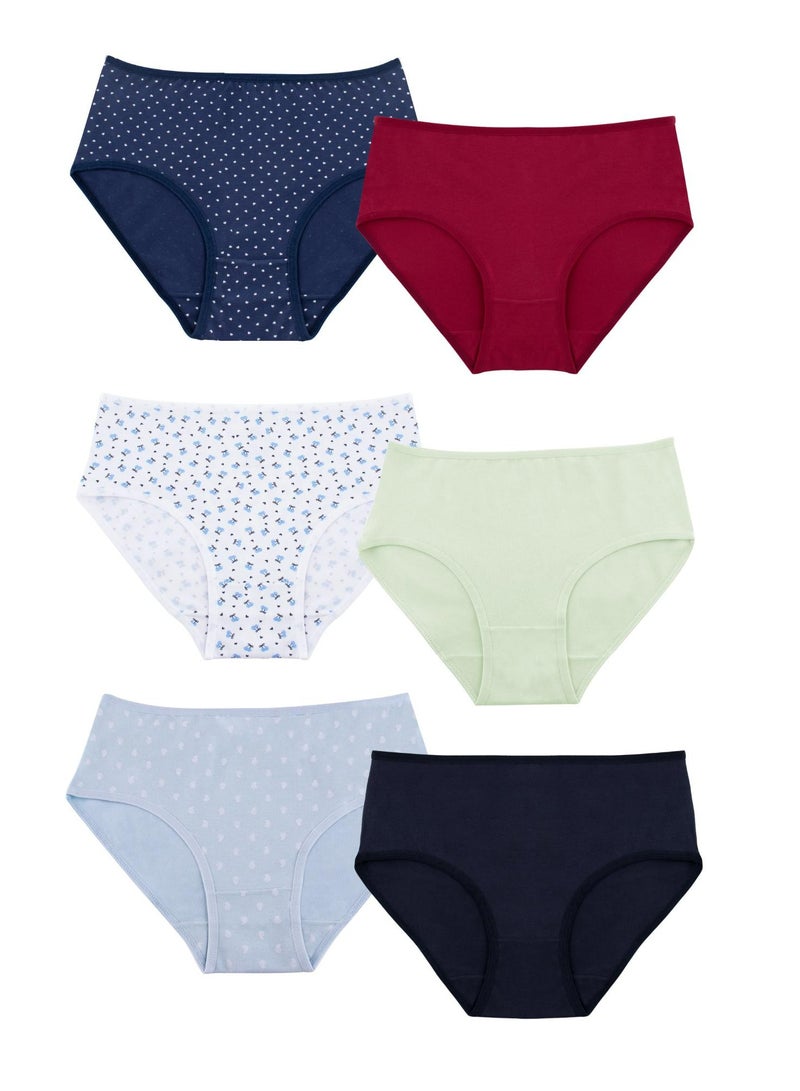 Milk Pack Of 6 Cotton Midi Panties Underwear For Women  - Image 2