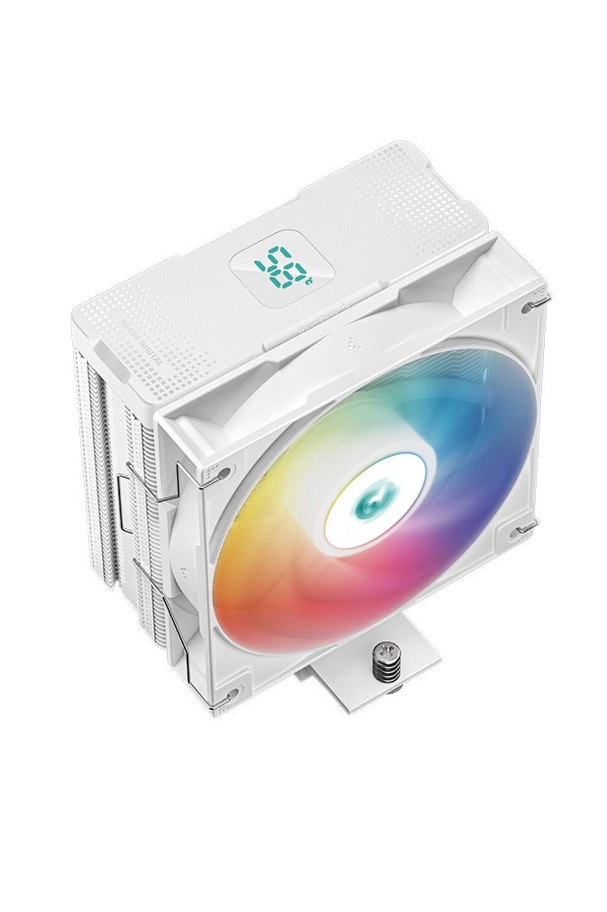 DEEPCOOL AG400 DIGITAL WH ARGB CPU Air Cooler, 4x 6mm Heatpipes, 120mm PWM Fan (500–2100 RPM, 75.89 CFM, ≤31.6 dB), Addressable RGB Lighting, Real-Time CPU Temperature Digital Display, Compatible with Intel LGA1700/1200/115x & AMD AM5/AM4 Sockets, White | R-AG400-WHADMN-G-1 - Image 4
