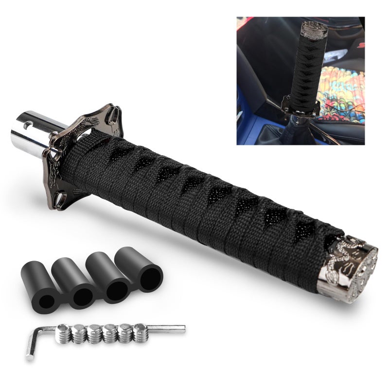 HTRACING Katana Gear Shift Knob Samurai Sword Shifter Knob Universal Fit for Manual Cars with Adapters Black15cm - Image 3
