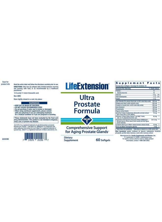 Life Extension - Ultra Natural Prostate With Apres Flex And Standardized Lignans Softgels 60 Count - Image 1