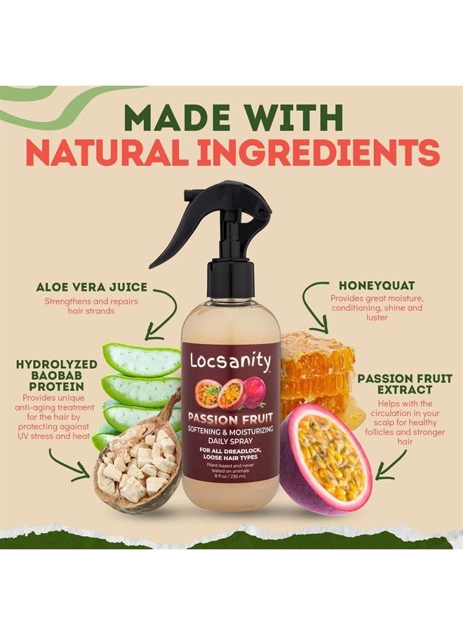 Locsanity - Daily Moisturizing Loc Spray for Dreads - Passion Fruit Hair Scalp Moisturizer, Dreadlock Spray - Refreshening Spray for Locs, Dreadlocks, Sisterlock, Microlock - Controls Frizz, Oil-Free - Image 1