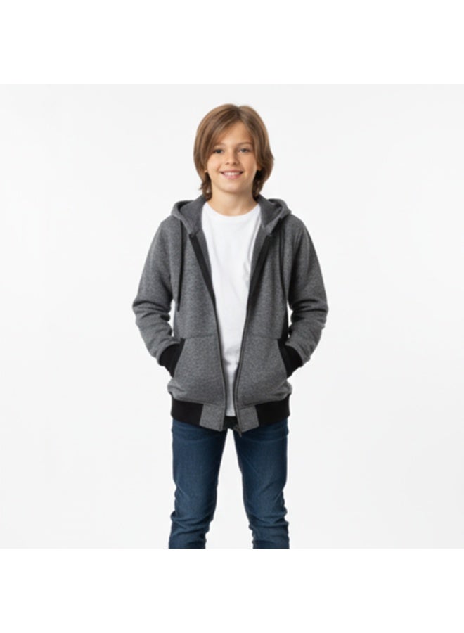 Caesar Boys' hoodie with zipper and front pockets - Image 1