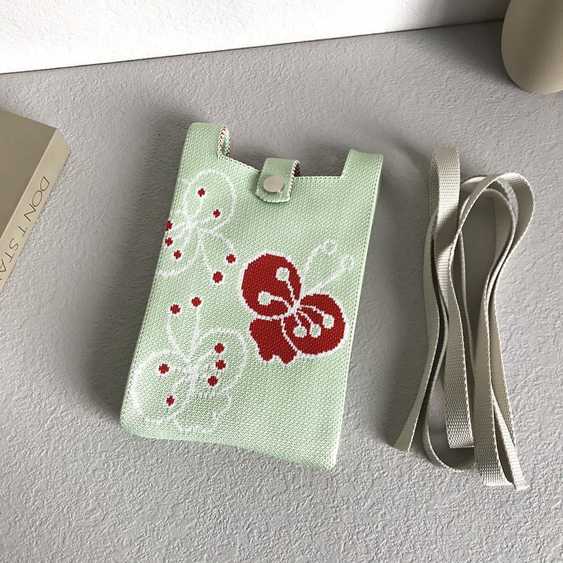 Mobile Phone Bag Cute Cartoon Knitted Mini Mobile Phone Bag All-Match Commuter Shoulder Messenger Bag Handbag - Image 4