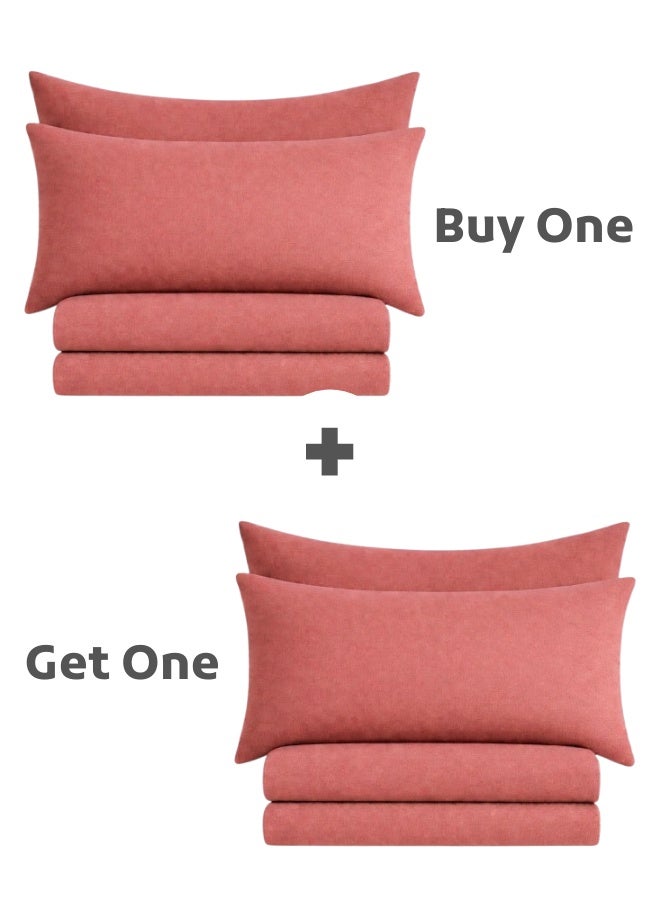 سنوز باندل عيد الام اشترى قطعه واحصل على الاخرى مجانا، طقم ملاية سرير عاديه, مايكروفايبر مقاس فردي، طقم 4 قطع، 180*235 سم، كشمير - Image 1