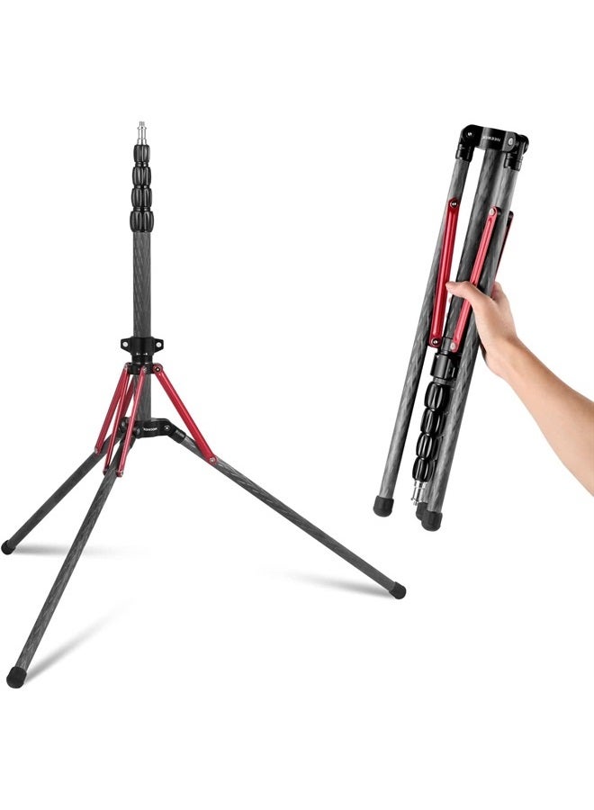 NEEWER Light Stand Carbon Fiber with 180° Reversible Legs, 1/4" to 3/8" Screw Adapter and Bag, 86.5"/220cm Portable Travel Tripod Stand for Outdoor Photography Speedlite Strobe Softbox, ST210R - Image 1