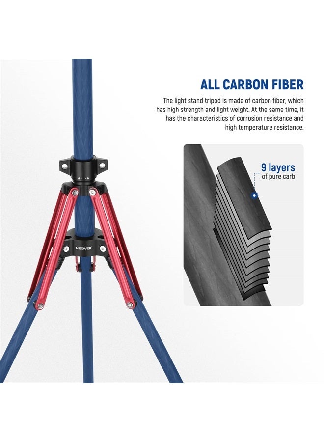 NEEWER Light Stand Carbon Fiber with 180° Reversible Legs, 1/4" to 3/8" Screw Adapter and Bag, 86.5"/220cm Portable Travel Tripod Stand for Outdoor Photography Speedlite Strobe Softbox, ST210R - Image 2