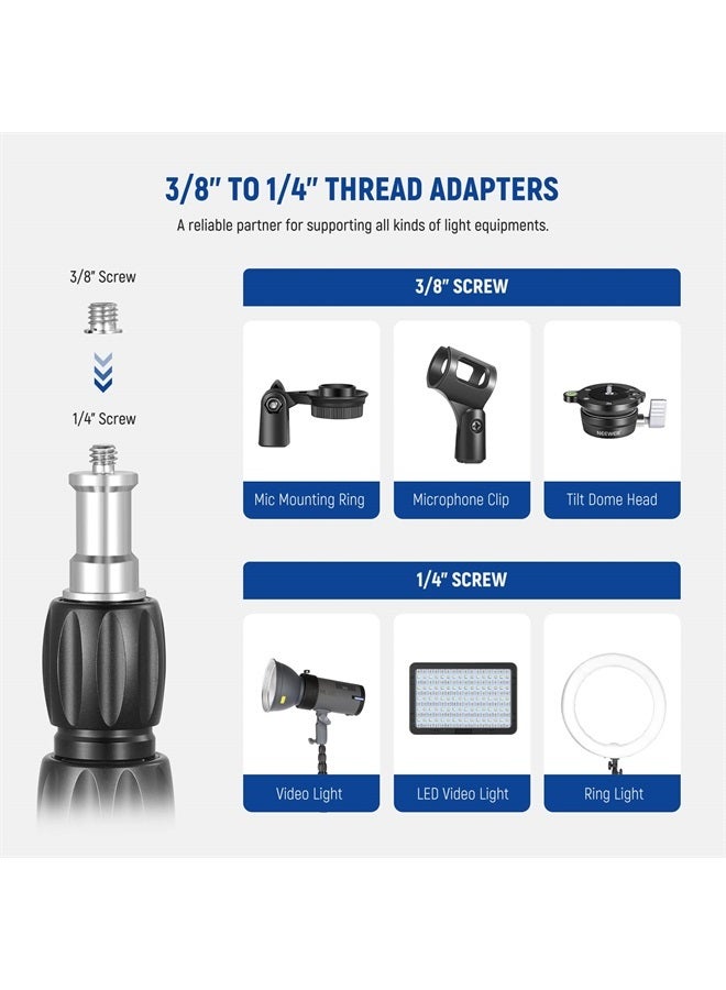 NEEWER Light Stand Carbon Fiber with 180° Reversible Legs, 1/4" to 3/8" Screw Adapter and Bag, 86.5"/220cm Portable Travel Tripod Stand for Outdoor Photography Speedlite Strobe Softbox, ST210R - Image 5