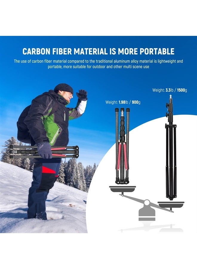 NEEWER Light Stand Carbon Fiber with 180° Reversible Legs, 1/4" to 3/8" Screw Adapter and Bag, 86.5"/220cm Portable Travel Tripod Stand for Outdoor Photography Speedlite Strobe Softbox, ST210R - Image 4