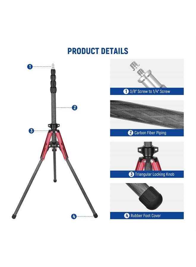 NEEWER Light Stand Carbon Fiber with 180° Reversible Legs, 1/4" to 3/8" Screw Adapter and Bag, 86.5"/220cm Portable Travel Tripod Stand for Outdoor Photography Speedlite Strobe Softbox, ST210R - Image 3