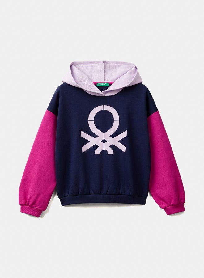 Benetton Girls Long Sleeve Hood Sweatshirt - Image 3