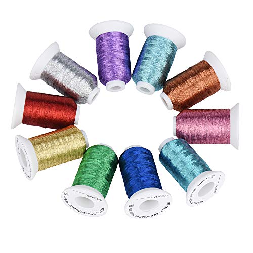 Simthread 10 Essential Colors Metallic Embroidery Machine Thread Kit 500M(550Y) for Computerized Embroidery and Decorative Sewing - Essential 1 - Image 3