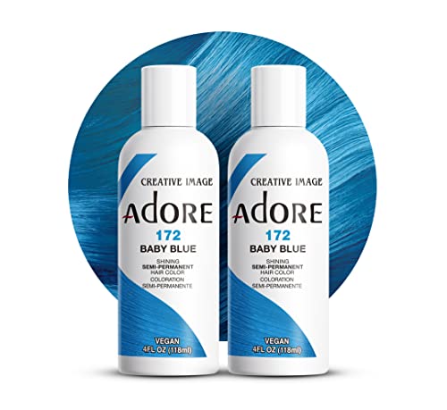 Adore Semi Permanent Hair Color Vegan and CrueltyFree Blue Hair Dye 4 Fl Oz 172 Baby Blue Pack of 2