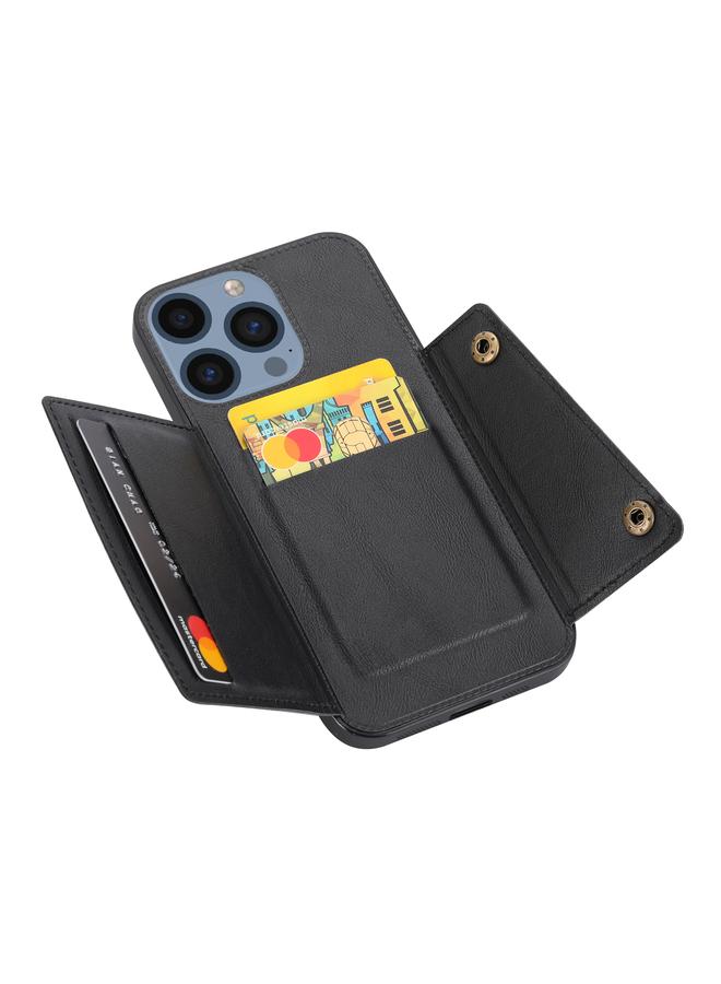 S-TOP Case For iPhone 16 Pro Max Double Buckle Card Slots PU + TPU Phone Case - Image 3