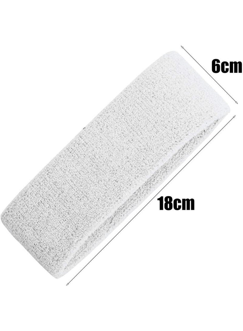 Sports Headband Set, Sweat-Proof Moisture-Wicking Terry Cloth Headbands for Workout, White - Image 5