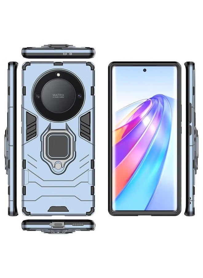 Compatible With Honor X9A Case, Hybrid Heavy Duty Protection Defender Kickstand Armor Case Cover, Anti-Fall Drop Protection, Shockproof Case, Blue