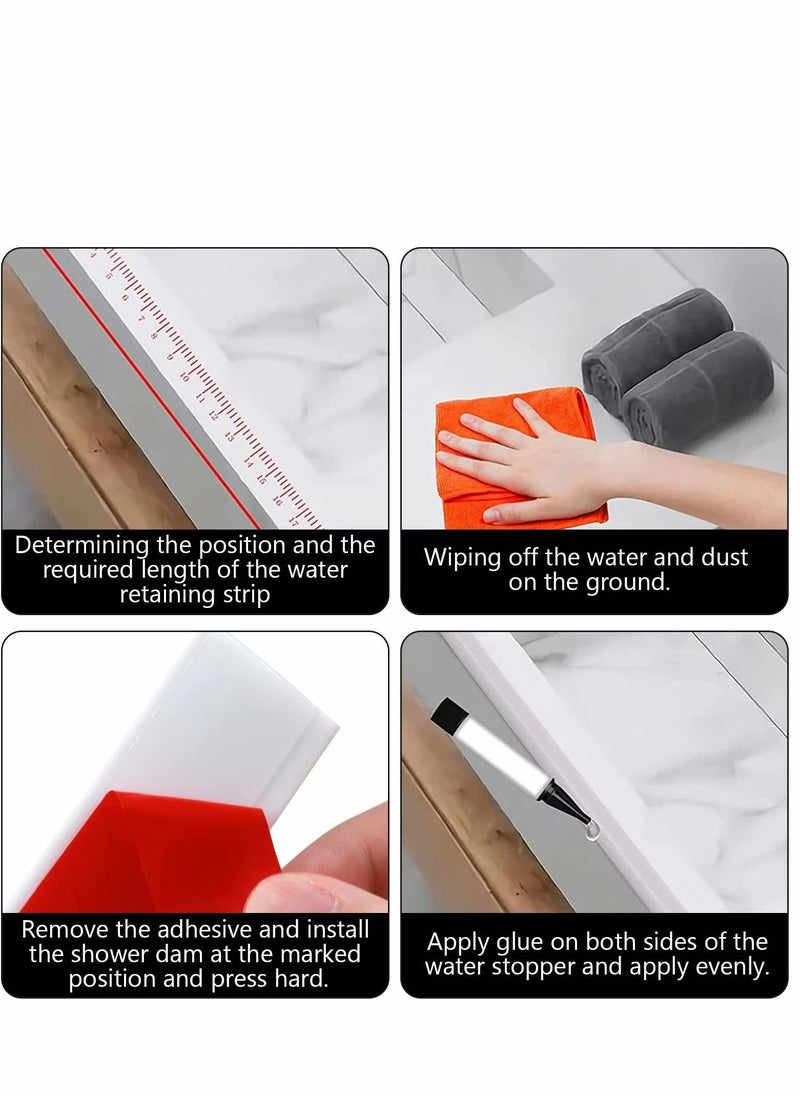 Collapsible Shower Water Dam, Threshold Stopper Barrier, and Retention System and Keeps Inside Threshold Dry Wet Separation Suitable for Bathroom Kitchen (78Inch) - Image 5