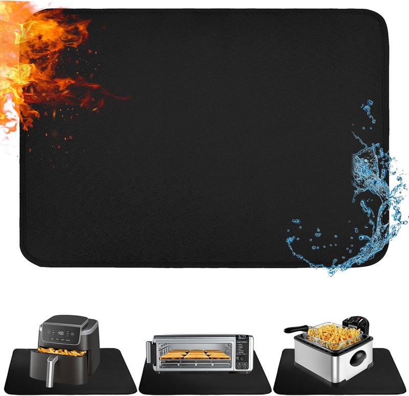 TOHONFOO Heat Resistant Mats for Kitchen Countertop 21x29.5in,Coffee Mat,Coffee Bar Mat for Countertops,Air Fryer Deep Fryer Mat to Protect quartz Countertop,Kitchen Hot Pad,Waterproof mat for Kitchen, Black - Image 1