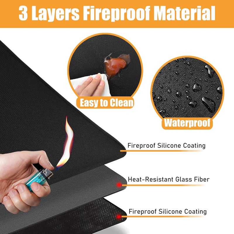 TOHONFOO Heat Resistant Mats for Kitchen Countertop 21x29.5in,Coffee Mat,Coffee Bar Mat for Countertops,Air Fryer Deep Fryer Mat to Protect quartz Countertop,Kitchen Hot Pad,Waterproof mat for Kitchen, Black - Image 2