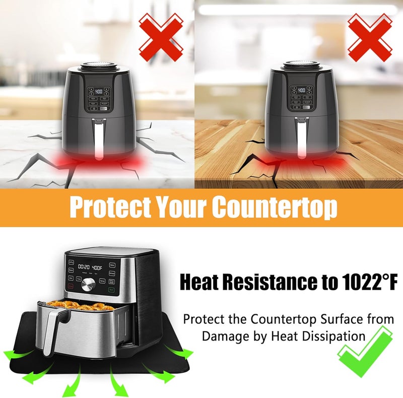 TOHONFOO Heat Resistant Mats for Kitchen Countertop 21x29.5in,Coffee Mat,Coffee Bar Mat for Countertops,Air Fryer Deep Fryer Mat to Protect quartz Countertop,Kitchen Hot Pad,Waterproof mat for Kitchen, Black - Image 4