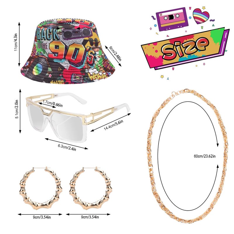WILDPARTY 80s 90s Outfit for Women, Unisex Hip Hop Costume Baseball Jersey Shirt Yoga Pants Bucket Hat Gold Chain Rapper Accessories - Image 2
