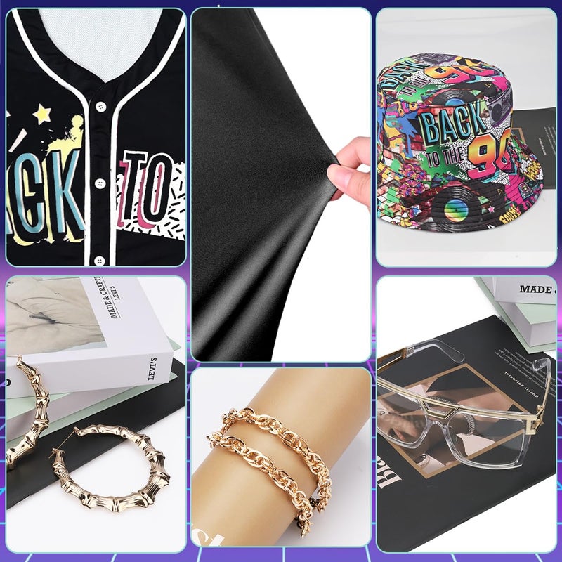 WILDPARTY 80s 90s Outfit for Women, Unisex Hip Hop Costume Baseball Jersey Shirt Yoga Pants Bucket Hat Gold Chain Rapper Accessories - Image 3