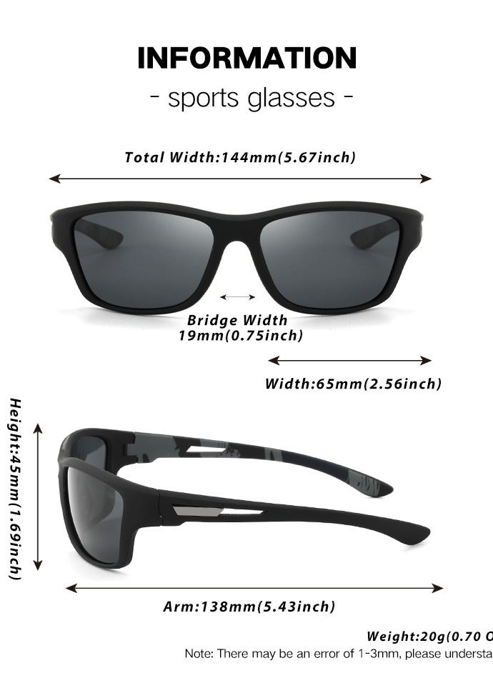 Polarized Sports Sunglasses for Men: UV400 Protection Glasses Womens Wrap Around Goggles for Driving Fishing - Image 2