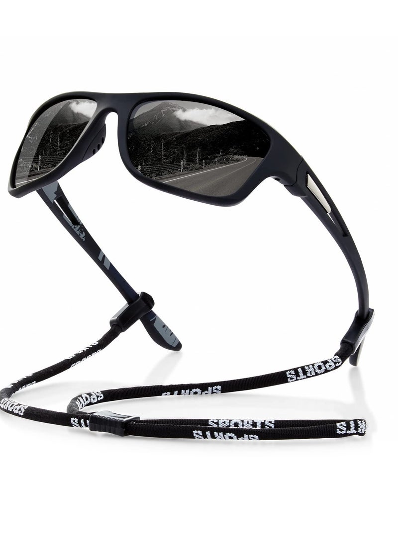 Polarized Sports Sunglasses for Men: UV400 Protection Glasses Womens Wrap Around Goggles for Driving Fishing - Image 1