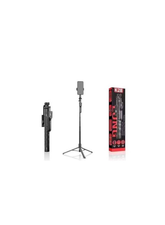 Raxoom K28 Wireless Selfie Stick for Live Broadcasting with Bonus Phone Holder - Extendable Monopod for Effortless Selfies, Vlogging, and Streaming - Universal Compatibility and Enhanced Features - Image 1