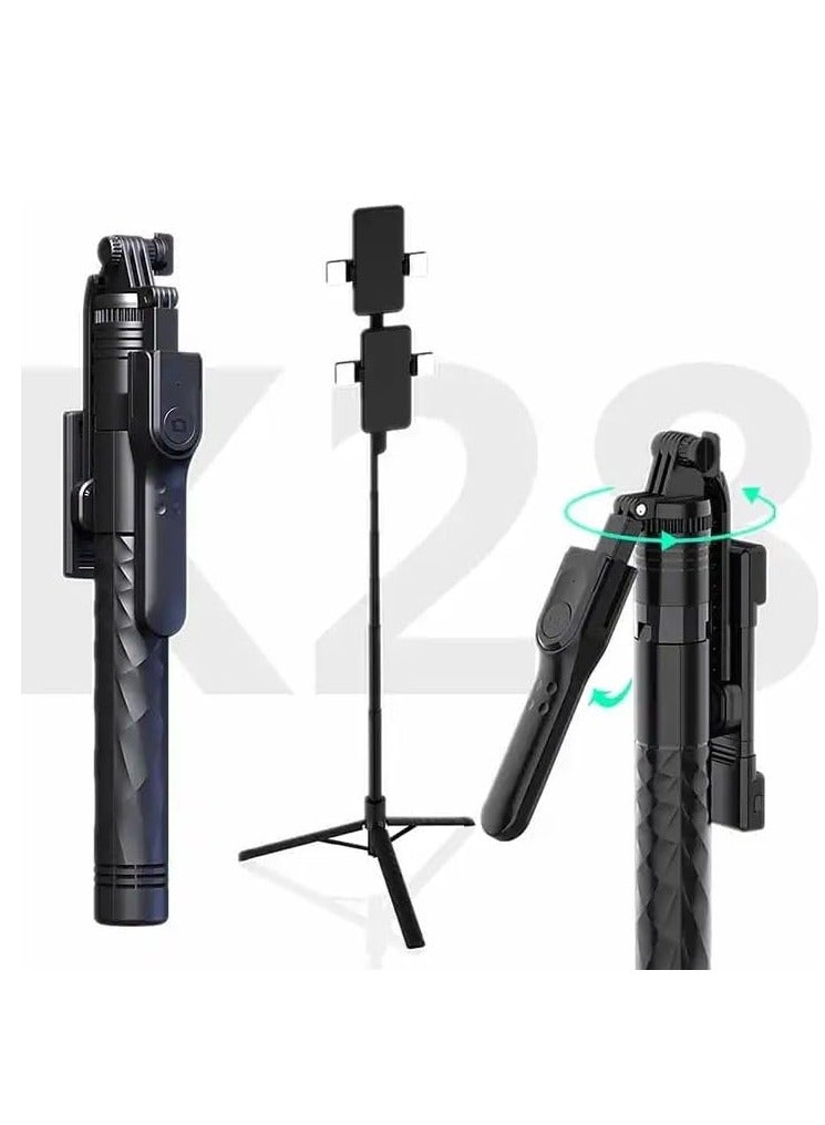 Raxoom K28 Wireless Selfie Stick for Live Broadcasting with Bonus Phone Holder - Extendable Monopod for Effortless Selfies, Vlogging, and Streaming - Universal Compatibility and Enhanced Features - Image 5