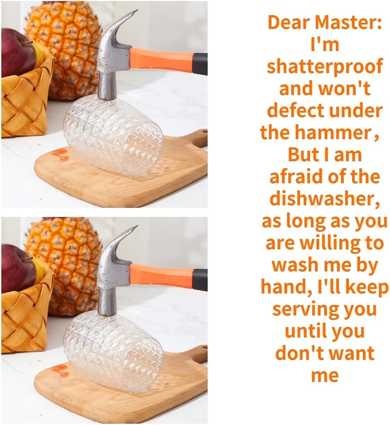 Luckam Wine Glasses Stemless Set of 6 Pretty Shatterproof Whiskey Cocktail and Fruit Juice Drinking Glass - Unbreakable Reusable & Recyclable for Outdoor Pool Party Weddings (360 ml) - Image 5