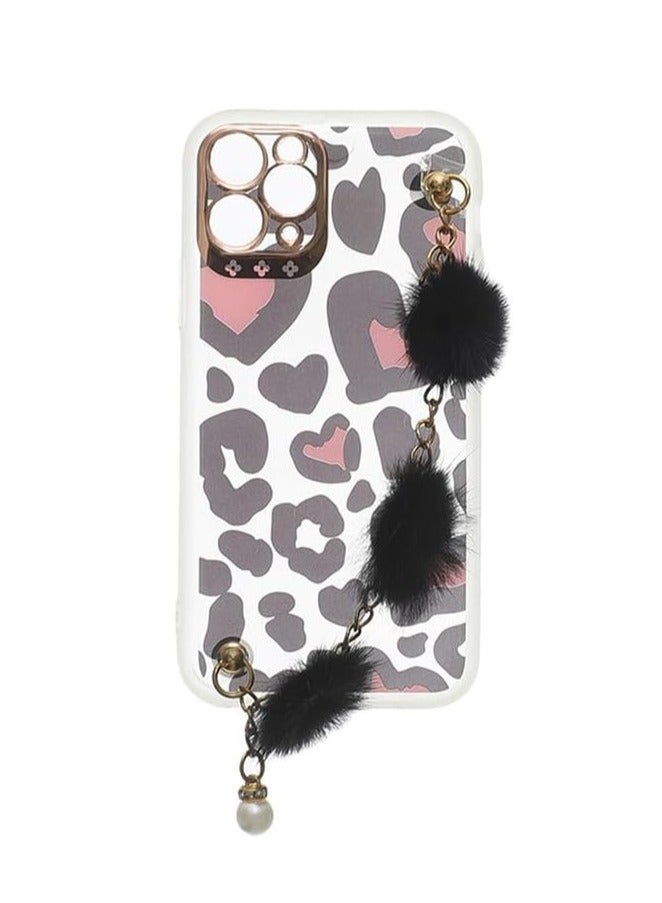 plastic with a fuzzy charm attached Back Phone Protection Cover With Hand Holder , Cute Design For iPhone 11 Pro - Multicolor  CFSBAT3-1532 - Image 1