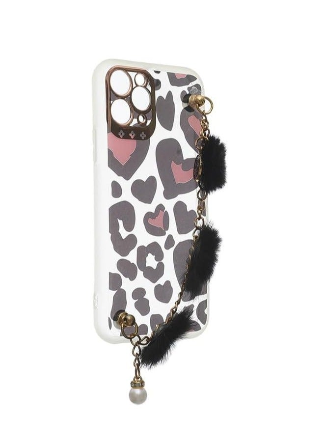 plastic with a fuzzy charm attached Back Phone Protection Cover With Hand Holder , Cute Design For iPhone 11 Pro - Multicolor  CFSBAT3-1532 - Image 2