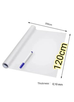 Generic Thickened Waterproof Removable Dry Erase Self-Adhesive Whiteboard Sticker White Size 120*200cm  - Image 1