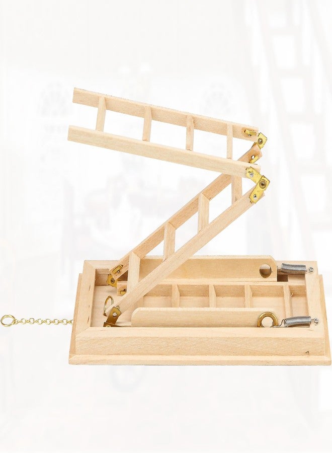 KH866 1/12 Scale Miniature Folding Attic Ladder - Dollhouse Furniture Mini Wooden Step Stairs, Small Decorative Staircase for Dollhouse Scene, DIY Accessories, Landscape and Home Decor - Image 4