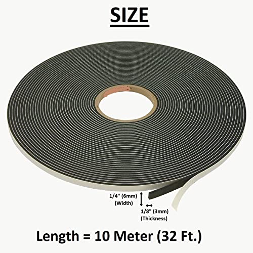 G-CHARGE Single Side High Density Self Adhesive Foam Seal Tape, Weather Stripping Doors and Window Insulation Soundproofing,Material Foam, Black Color, Pack of 1, (6mm x 3mm x 10 Meter) - Image 2